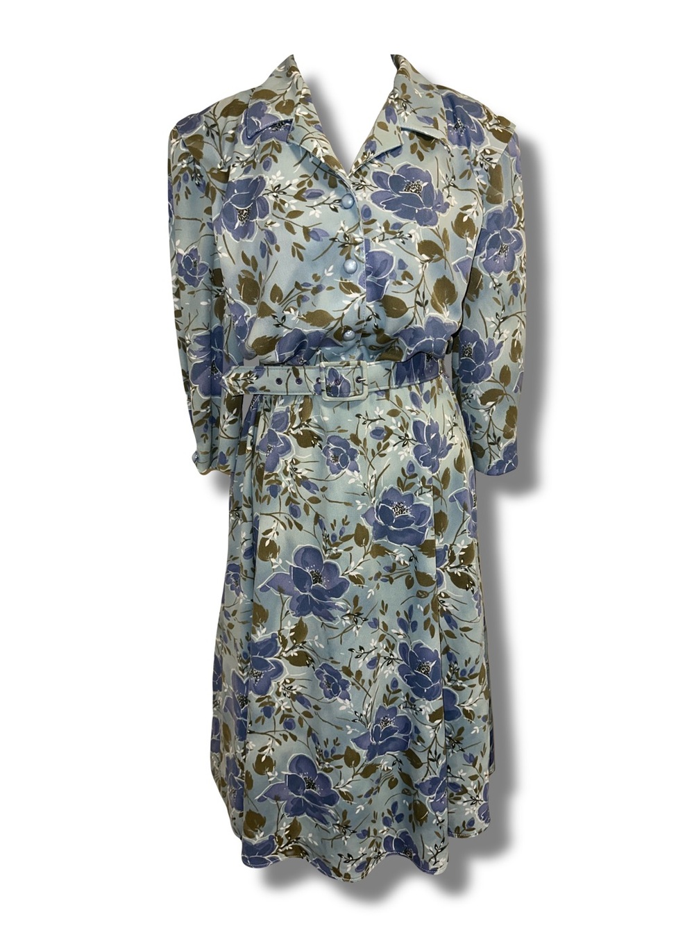 Vtg Floral Belted Dress